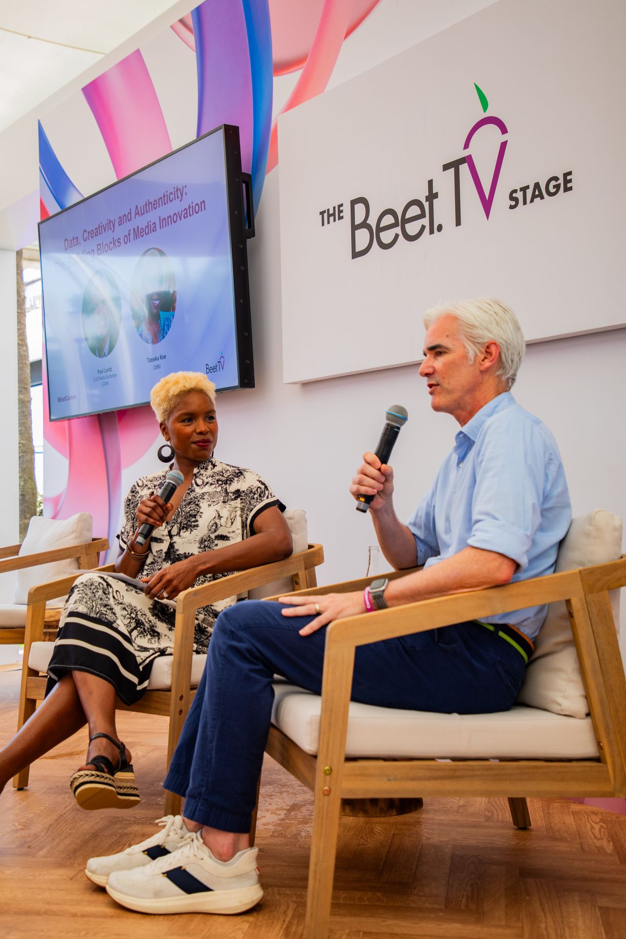 Tameka Kee leading a fireside chat at Cannes
